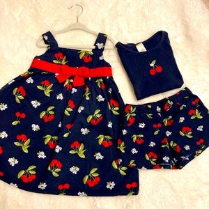 Vintage  Gymboree  cherry girls outfit dress bundle